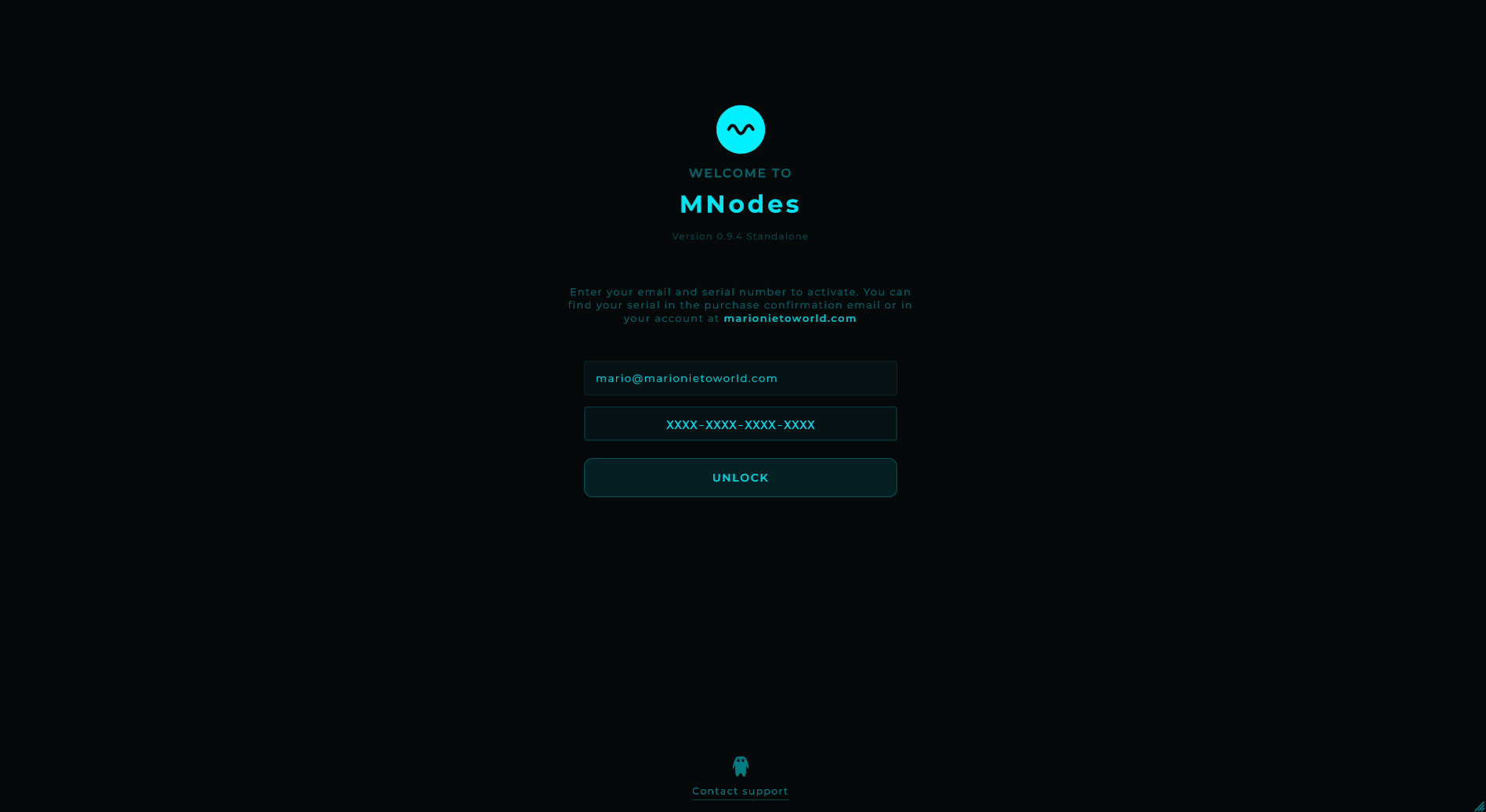 Activation screen