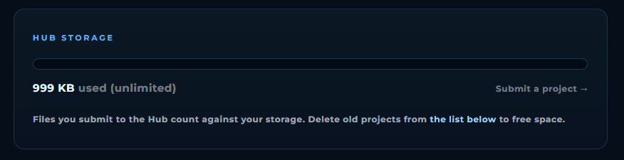 Hub storage card