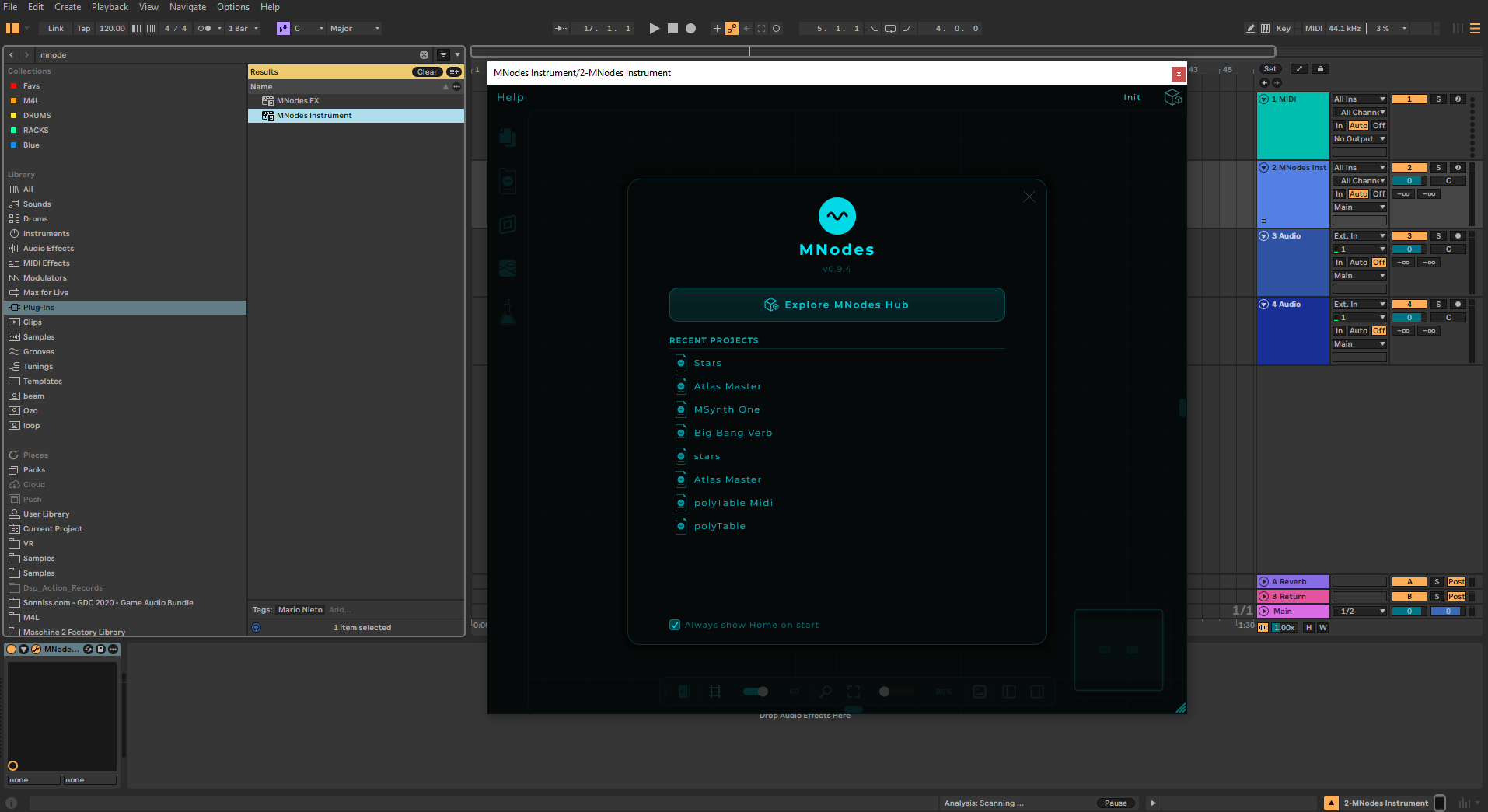 MNodes loaded in a DAW