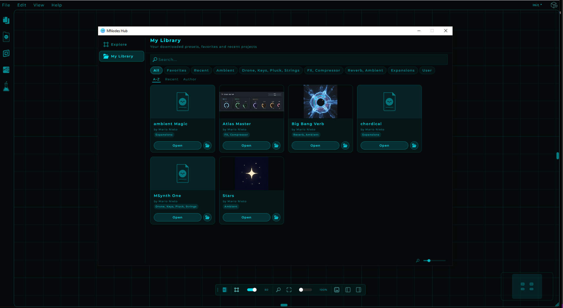 Preset Library panel