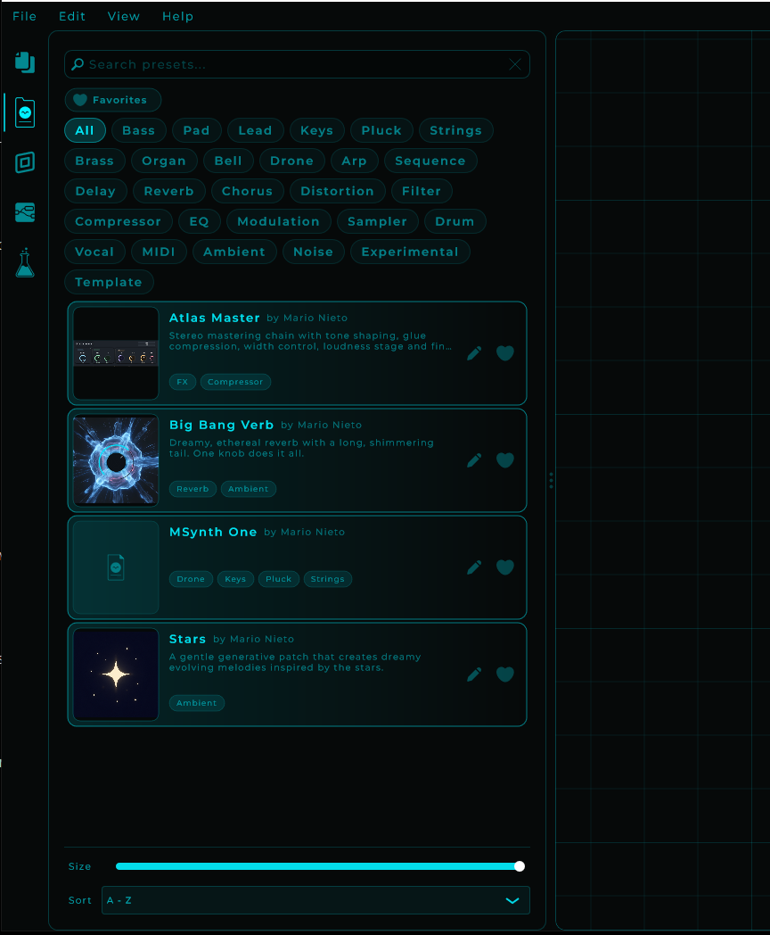 Preset browser