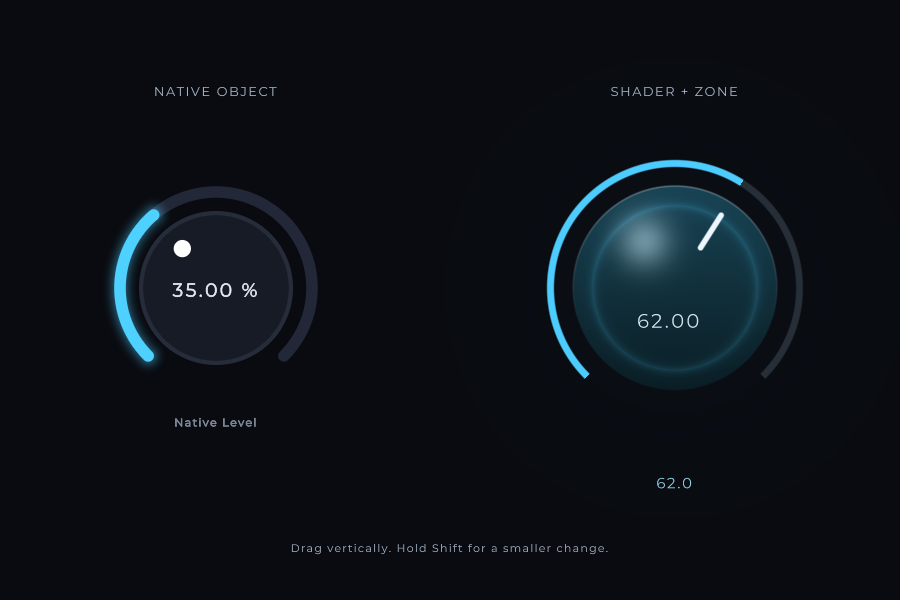 Native and shader controls in the automation lesson