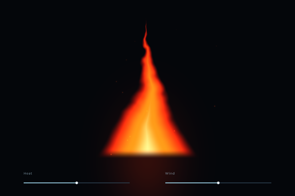 Living Flame rendered by the production Scene renderer