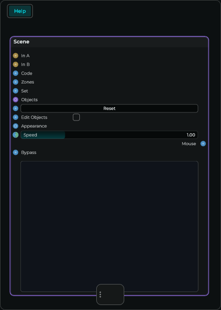 An empty Scene, with its input names visible