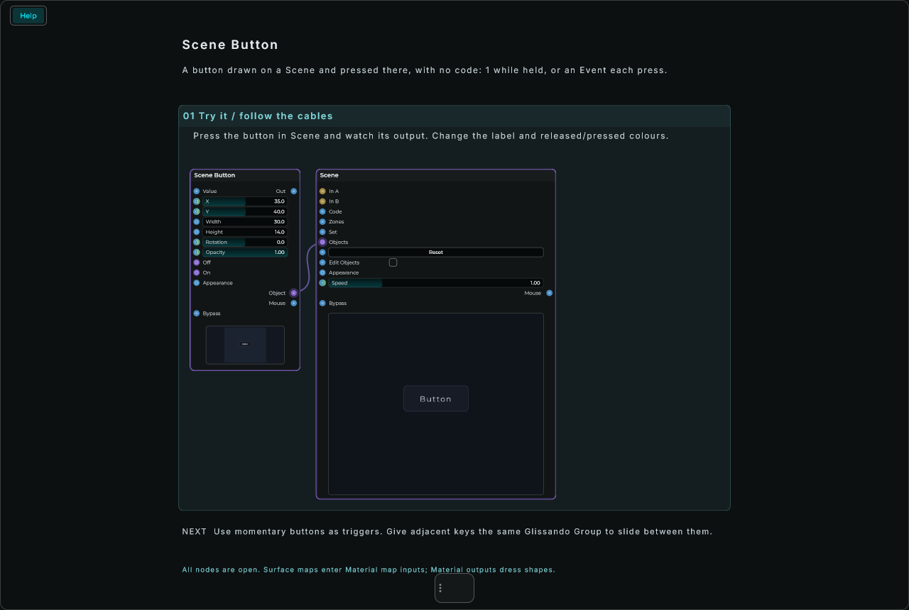 Scene Button: complete connected Help example