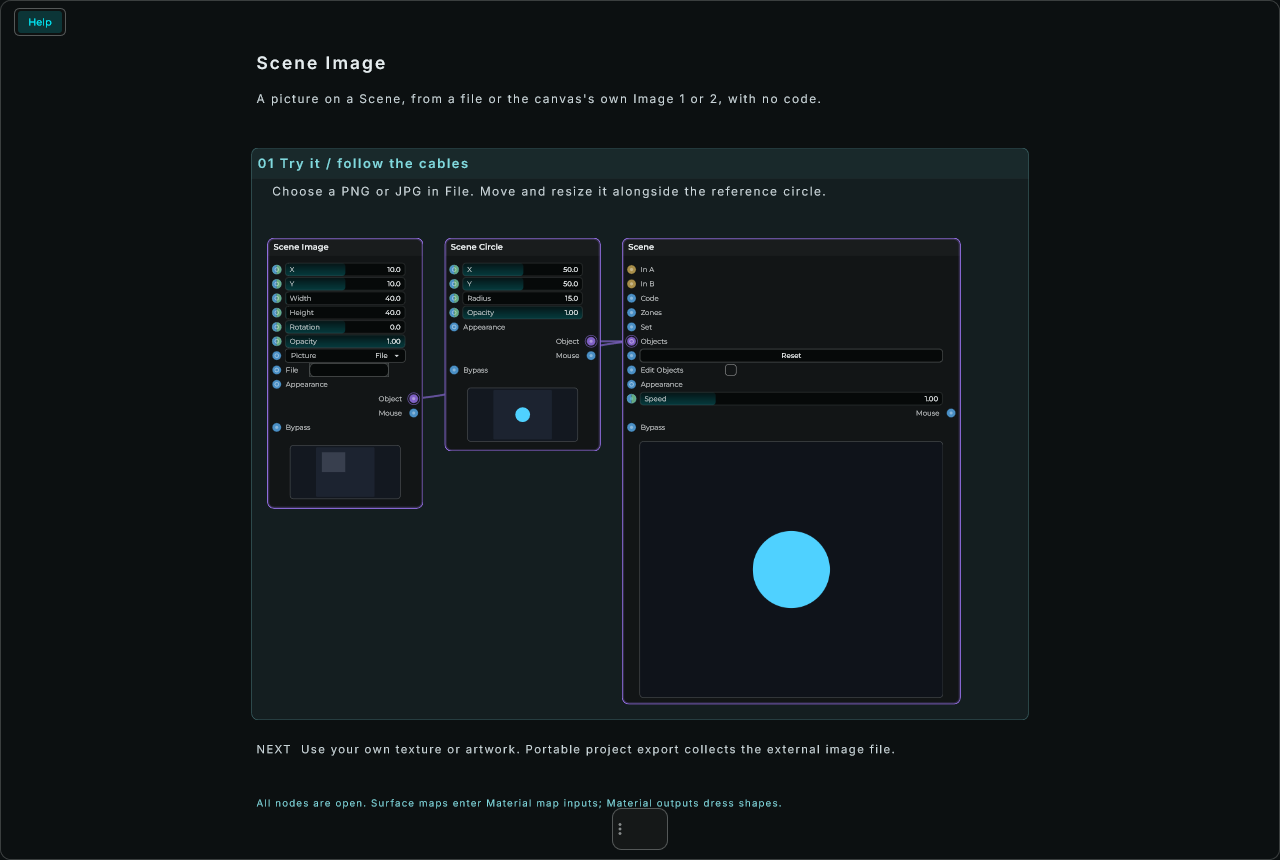 Scene Image: complete connected Help example