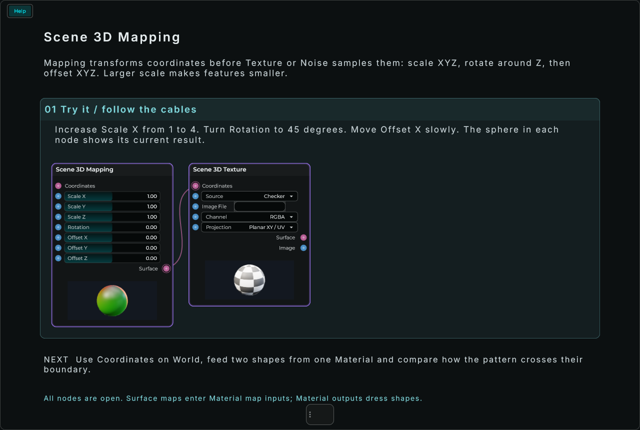 Scene 3D Mapping: complete connected Help example
