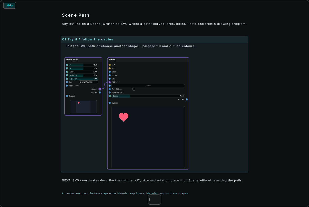 Scene Path: complete connected Help example
