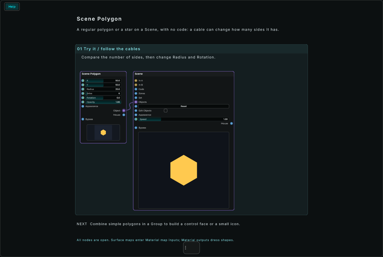 Scene Polygon: complete connected Help example