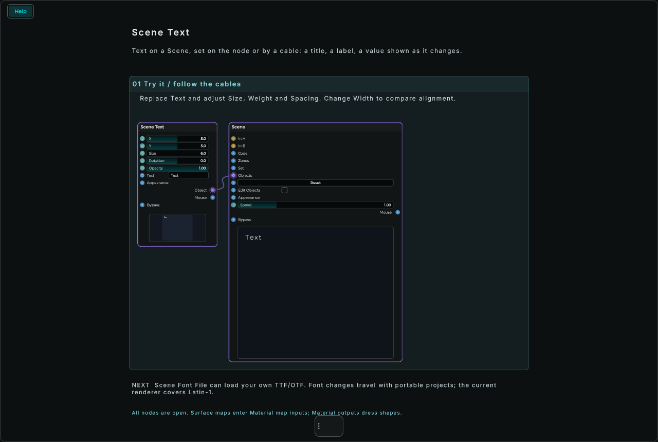 Scene Text: complete connected Help example
