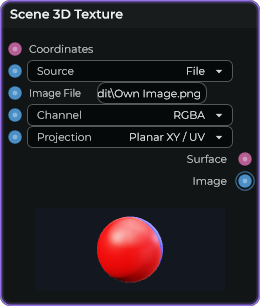 An image texture with its controls and separate Surface and Image outputs
