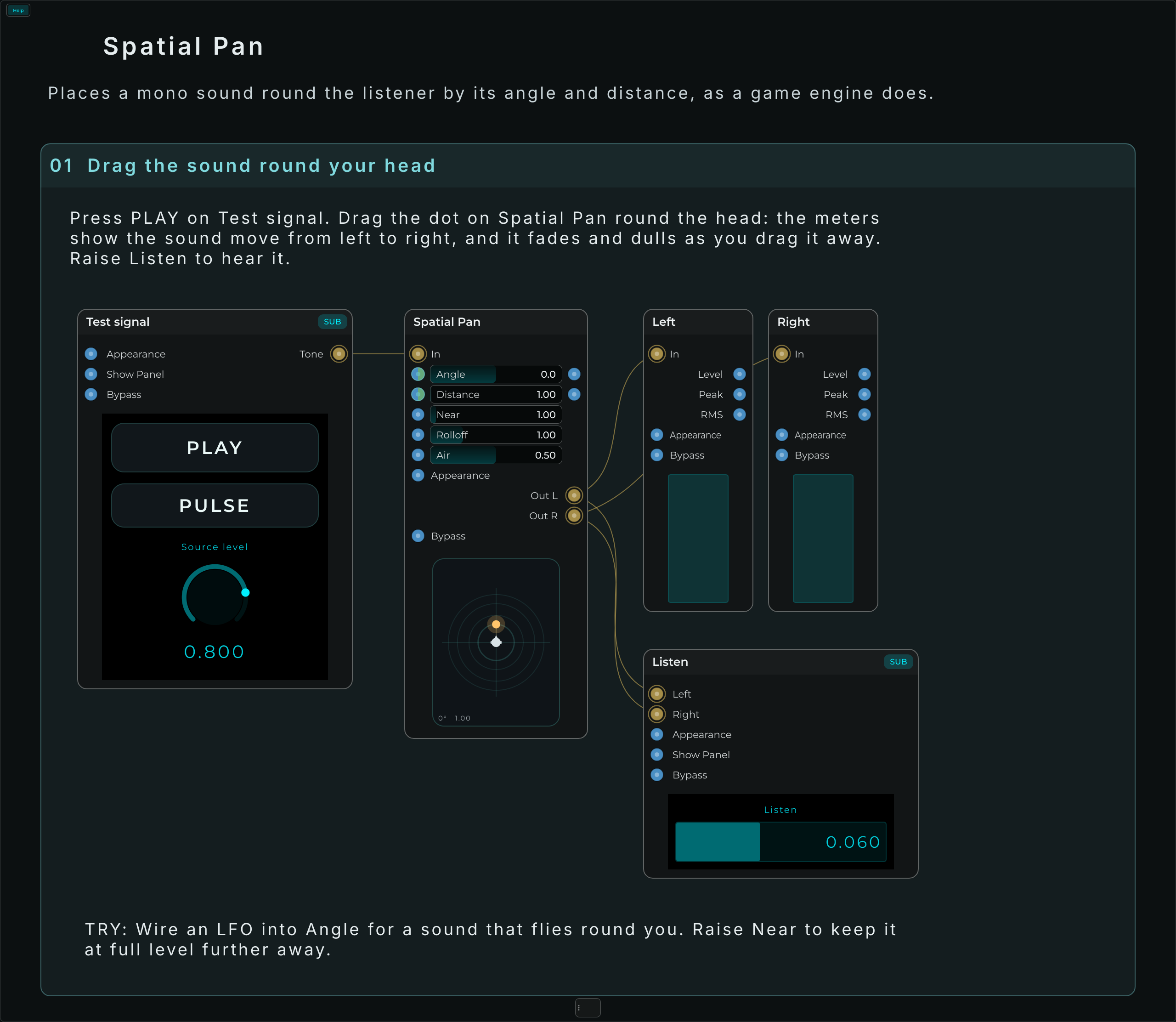 Spatial Pan: the connected Help example
