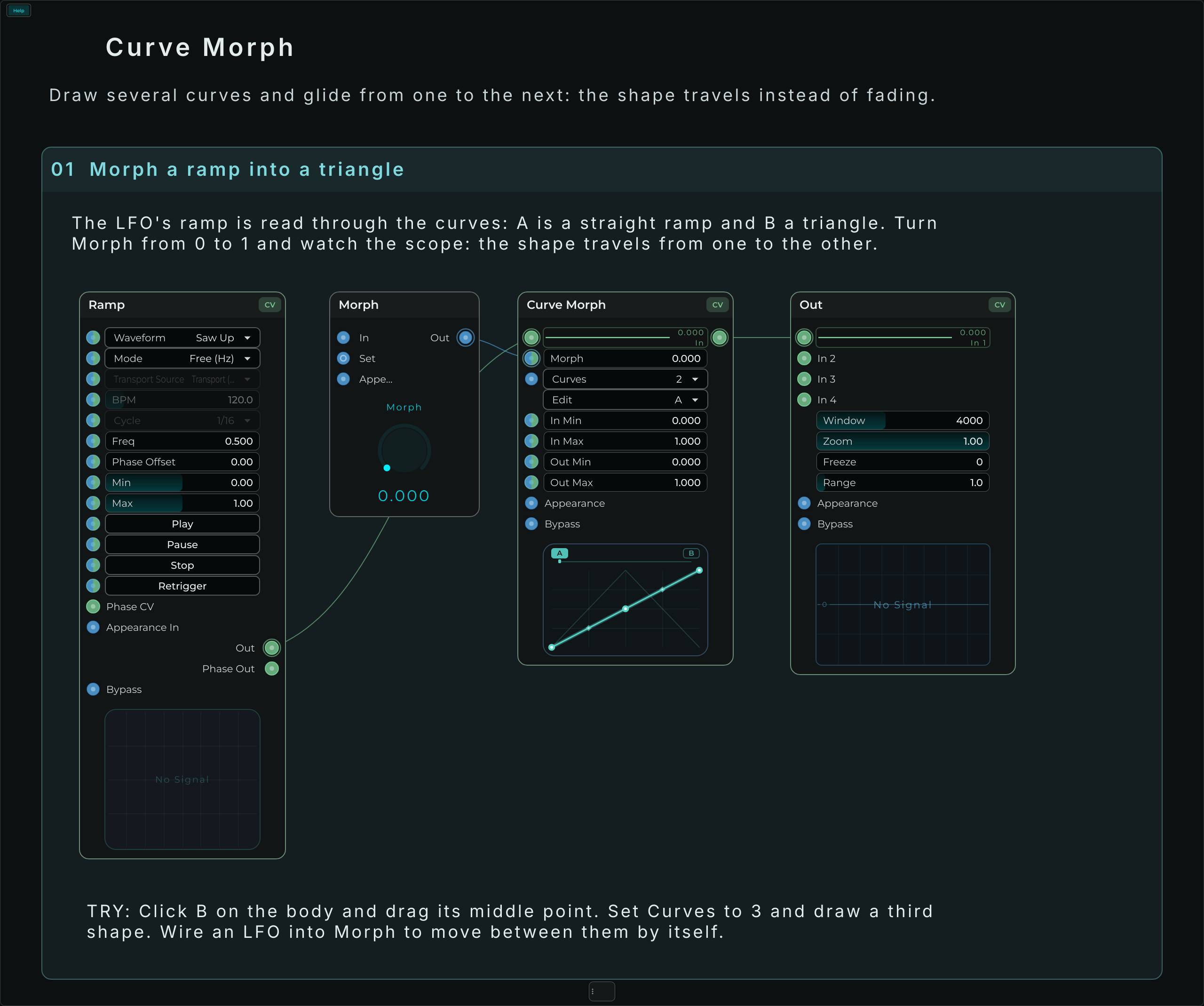 Curve Morph: the connected Help example