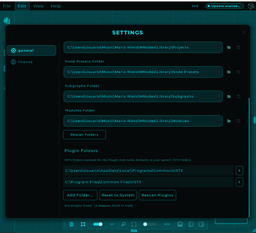 The Plugin Folders block in Settings