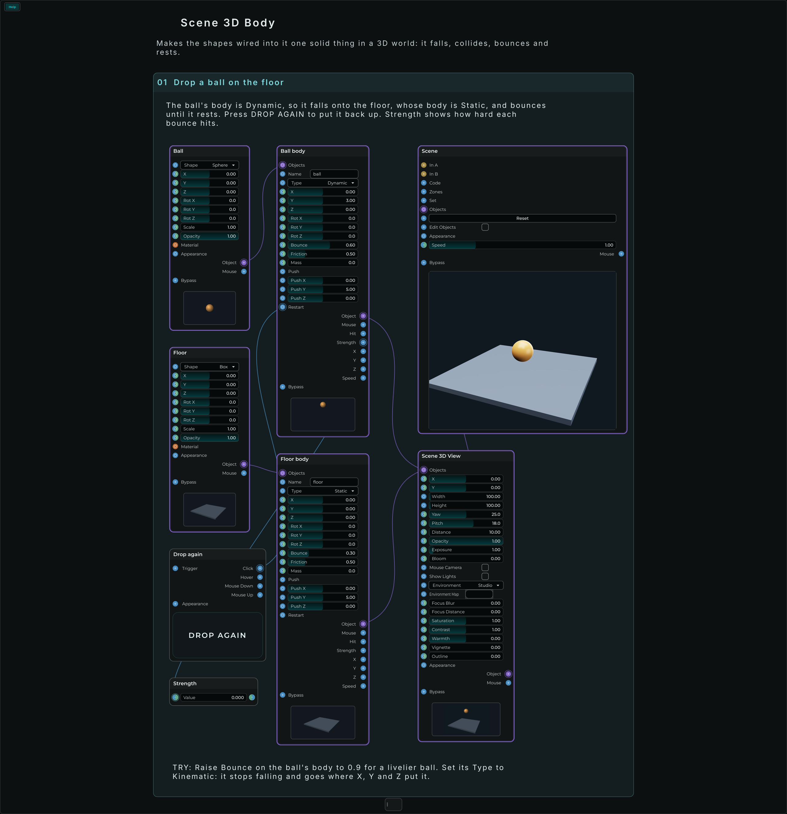 Scene 3D Body: the connected Help example